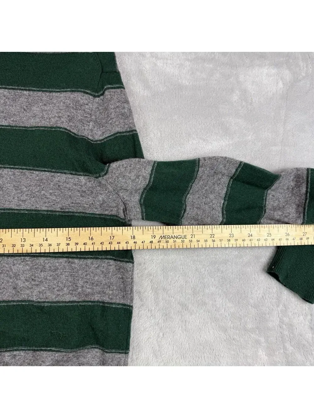 Banana Republic Cashmere Blend Striped Sweater Green Gray Small Quietluxury Prep